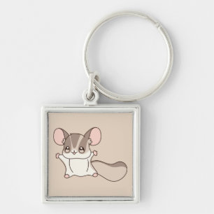 Chaveiro Lindo Desenho Animado de Sugar Glider Taupe