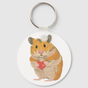 Chaveiro Lindo hamsterzinho segurando um coração vermelho