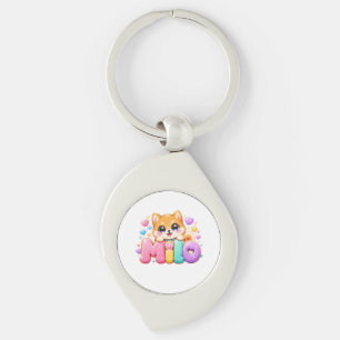 Chaveiro Lindo Milo Cachorro Kawaii Nome Pastel Rosa Brilha