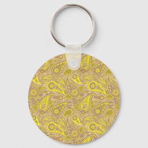 Chaveiro Lindo padrão de paisley marrom amarelo