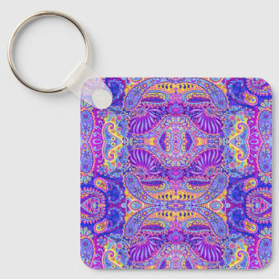 Chaveiro Lindo padrão de paisley violeta