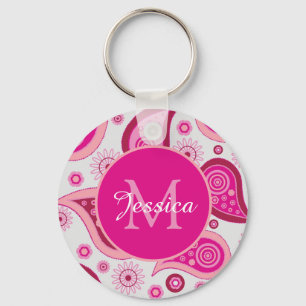 Chaveiro Lindo Paisley Rosa Personalizado