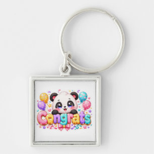 Chaveiro Lindo Panda Kawaii Parabéns Nome Pastel Rosa Gradu