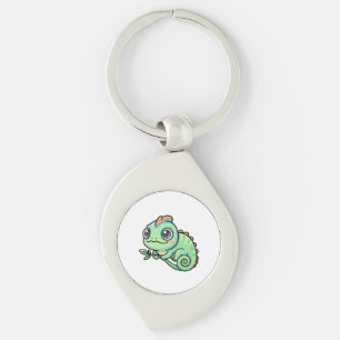 Chaveiro Lindo Porta-Chaves de Metal Camaleão Verde Bebê