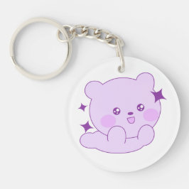 Chaveiro Lindo Urso Estelar Pastel Roxo Acrílico Kawaii