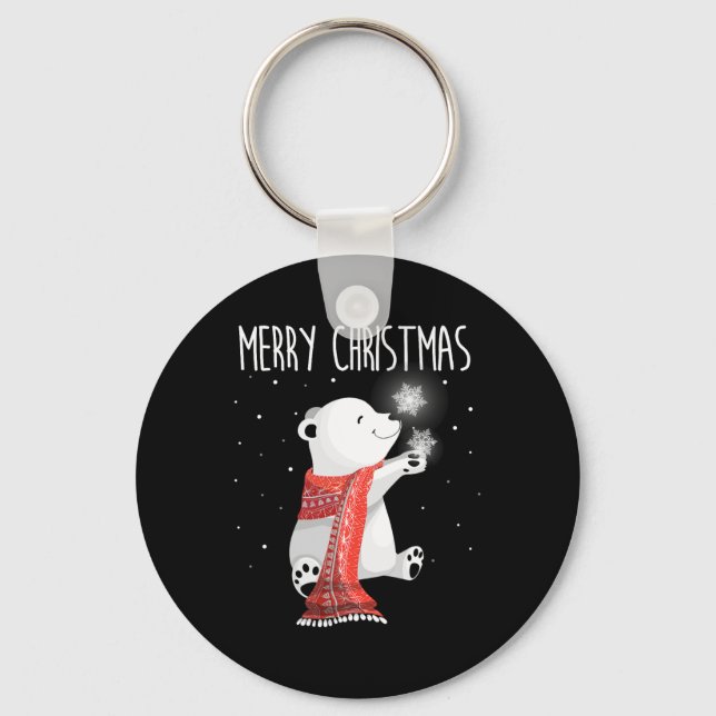 Chaveiro Lindo Urso Polar Cachecol Feliz Natal Xmas Férias (Frente)