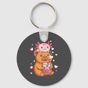 Chaveiro Lindos Kawaii Axolote Capivara Chá com Bolhas Meni
