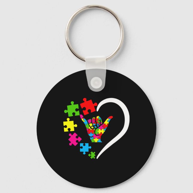 Chaveiro Língua de Sinais ASL Ame Autismo Dia de Consciênci (Frente)