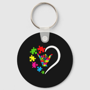 Chaveiro Língua de Sinais ASL Ame Autismo Dia de Consciênci