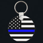 Chaveiro Linha Azul Thin - Policial - Bandeira Americana<br><div class="desc">Mostre seu apoio e orgulho para nossa polícia com esta barra de tortas fina da linha azul - bandeira americana em cores da Polícia,  design angustiada. Mãe da Polícia - Presentes da Esposa da Polícia</div>