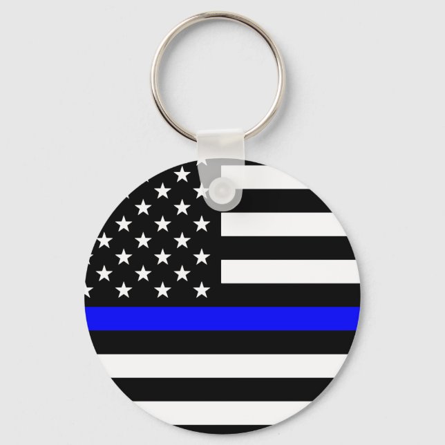 Chaveiro Linha Azul Thin - Policial - Bandeira Americana (Frente)