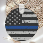 Chaveiro Linha Azul Thin - Policial - Bandeira Americana<br><div class="desc">Mostre seu apoio e orgulho para nossa polícia com esta barra de tortas fina da linha azul - bandeira americana em cores da Polícia,  design angustiada. Mãe da Polícia - Presentes da Esposa da Polícia</div>