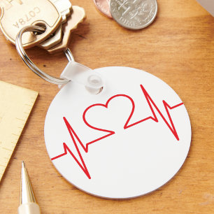 Chaveiro Linha vermelha do batimento cardíaco