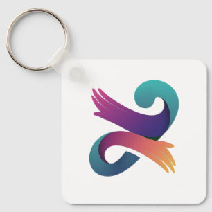 Chaveiro Linhas brancas folha verde e Design gráfico