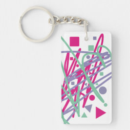 Chaveiro Linhas quadradas de pontos roxos, cor-de-rosa, de 
