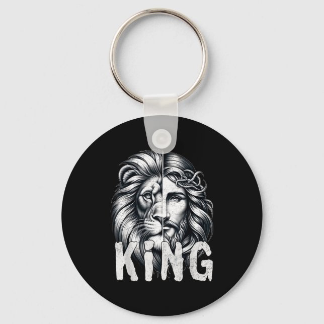 Chaveiro Lion And Jesus King Christian Faith Design  (Frente)