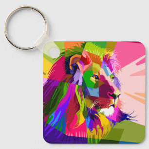 Chaveiro Lion Colorful Pop Prismatic Art Design-62501