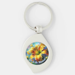 Chaveiro Lírio Hemerocallis Personalizado Flor Amarela Teal