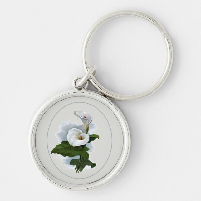 Chaveiro Lírios de Calla brancos elegantes (Frente)