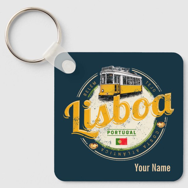 Chaveiro Lisboa Portugal com Tram Vintage Souvenir (Frente)