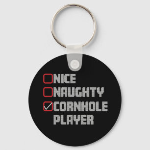 Chaveiro Lista de Jogadores de Cornhole Nice Naughty Natal 