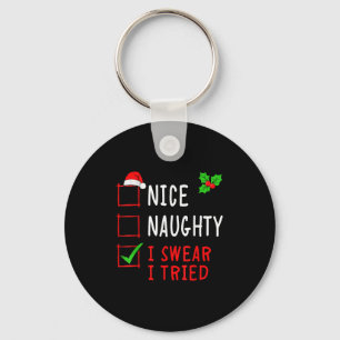 Chaveiro Lista de Natal Divertida Bom Mau Eu Juro Que Tente