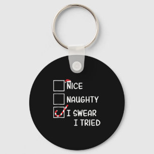 Chaveiro Lista de Natal Engraçada Nice Naughty Eu Juro Que