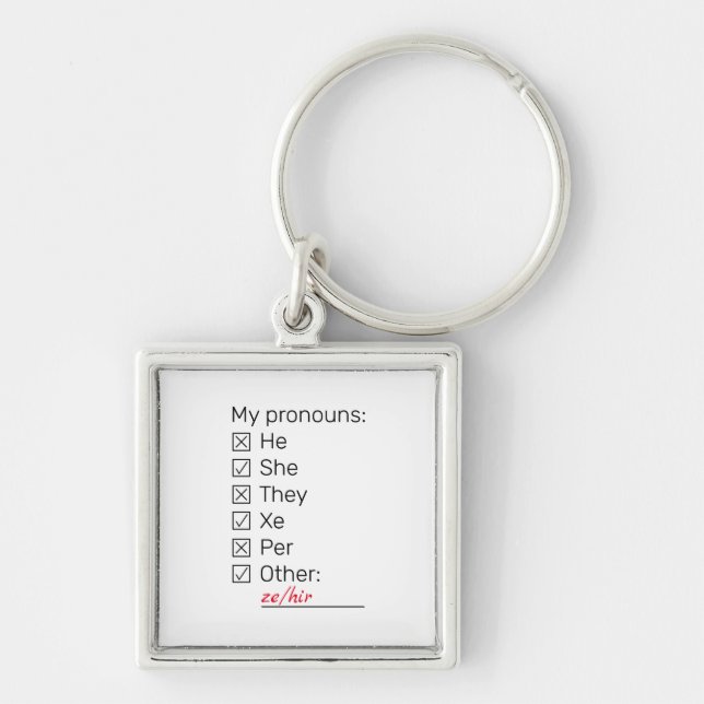 Chaveiro Lista de neopronomes (Frente)