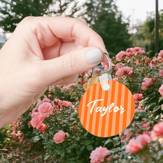 Chaveiro Listra de Cabana Laranja (Orange Cabana Stripe Keychain)