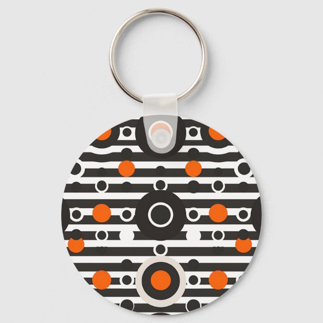 Chaveiro Listra de Círculo Retro Laranja Preto (Frente)