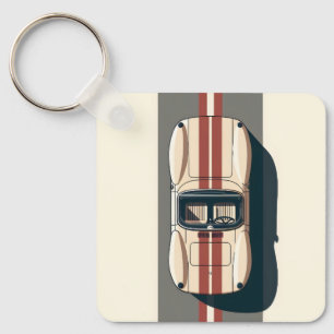Chaveiro Listra Minimalista de Carro de Corrida Retro