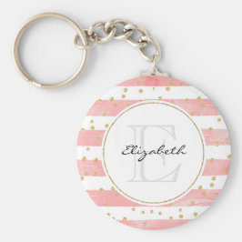 Chaveiro Listras de Lâmpada Rosa | Faux Dourada Confetti Mo