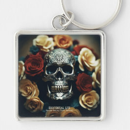 Chaveiro LITE EXISTENCIAL Wreath Skull Premium Metal