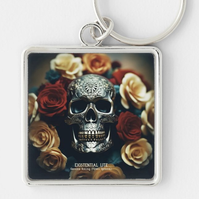 Chaveiro LITE EXISTENCIAL Wreath Skull Premium Metal (Frente)