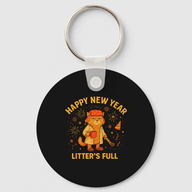 Chaveiro Litter’s Full Funny Cat Lovers Happy New Year  (Frente)