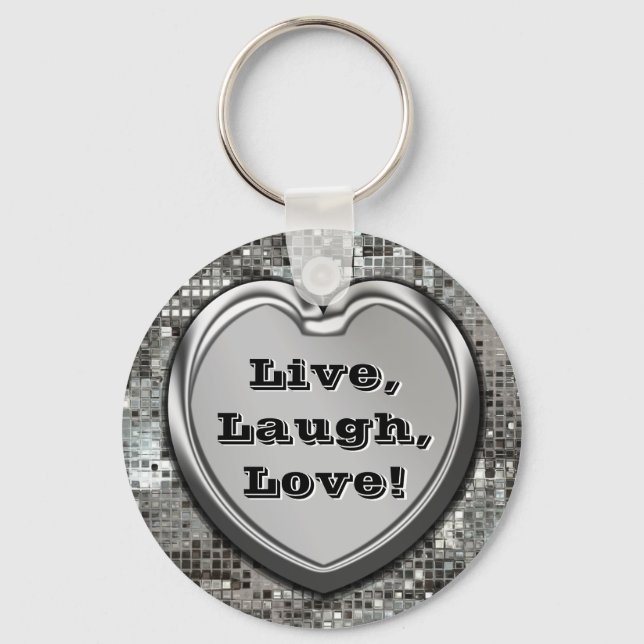 Chaveiro Live, Laugh, Love! Glitter Keychain (Frente)