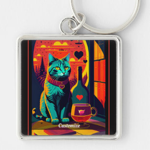 Chaveiro Livros De Gatos E Vinhos De Sol Personalizados