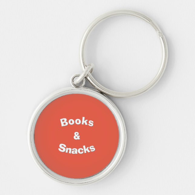 Chaveiro Livros e Snacks slogan personalizável (Frente)