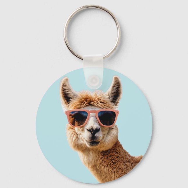 Chaveiro Llama Bonito Com Óculos De Sol (Frente)
