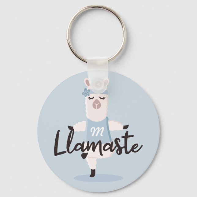 Chaveiro Llamaste Blue Llama Yoga Caracter Monograma (Frente)
