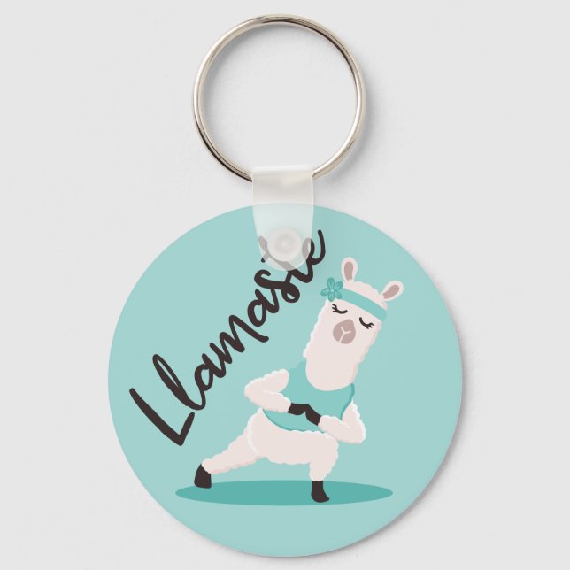 Chaveiro Llamaste Cute Teal Llama Yoga Caracter Monograma (Frente)
