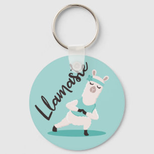 Chaveiro Llamaste Cute Teal Llama Yoga - Caráter monograma