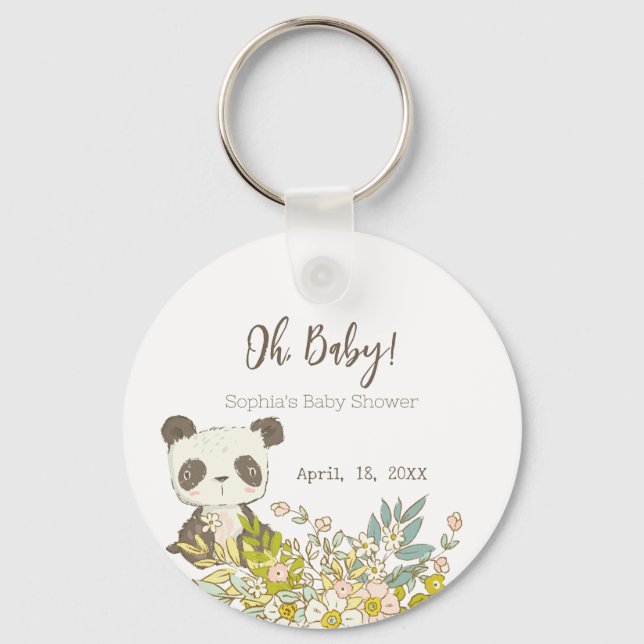 Chaveiro Llavero Chapa Baby Shower Panda (Frente)