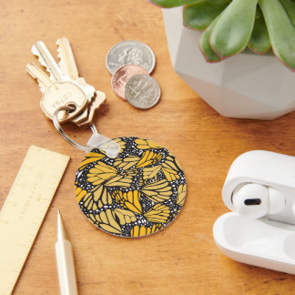 Chaveiro Llavero circular estampado mariposa monarca