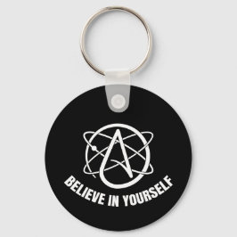 Chaveiro Llavero metálico circular de ateísmo y ciencia.