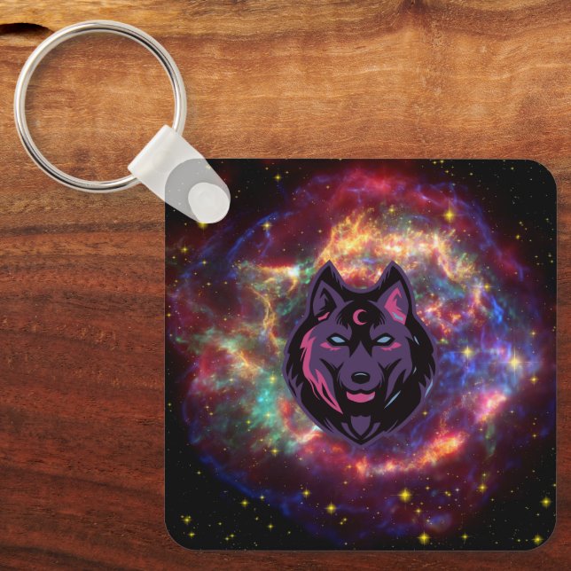 Chaveiro Lobo Cósmico, Espírito Celestial Roxo (Frente)
