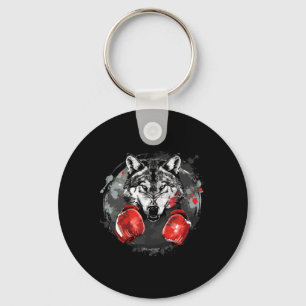 Chaveiro Lobo de Boxe Com Luvas de Boxe Kickboxing Funny Bo
