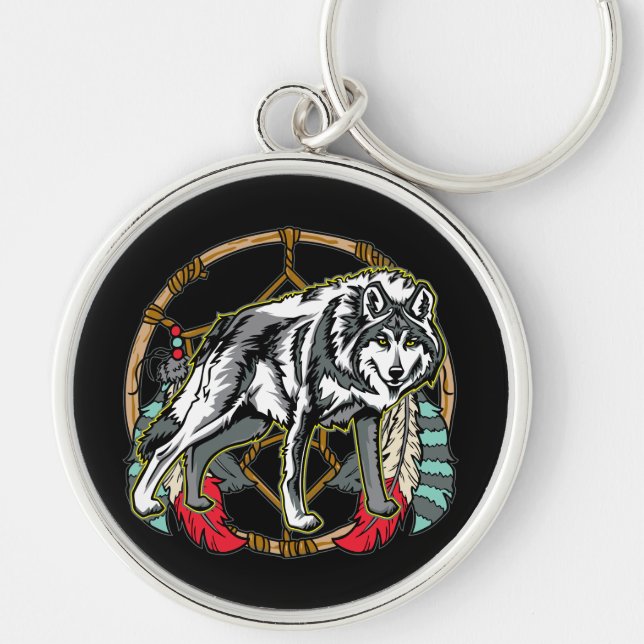 Chaveiro Lobo Dreamcatcher (Frente)