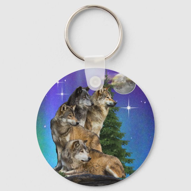 Chaveiro Lobo e lua (Frente)