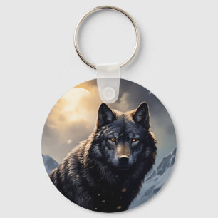 Chaveiro Lobo Negro nas Montanhas Snowy